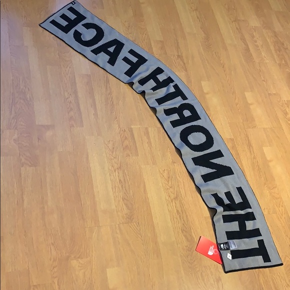 NWT The North Face Logo Scarf - Black/ Gray - Picture 9 of 10